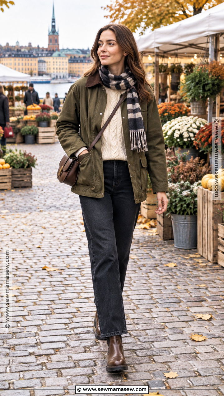 Stockholm Barn Jacket And Dark Denim Outfit - 20 autumn stockholm style ideas