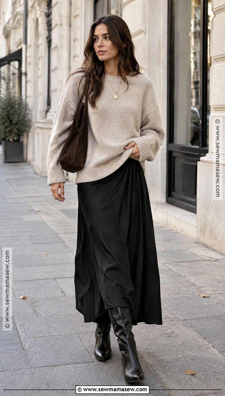 Stockholm Chunky Knit and Maxi Skirt Outfit - 20 Fall Outfits Stockholm Style