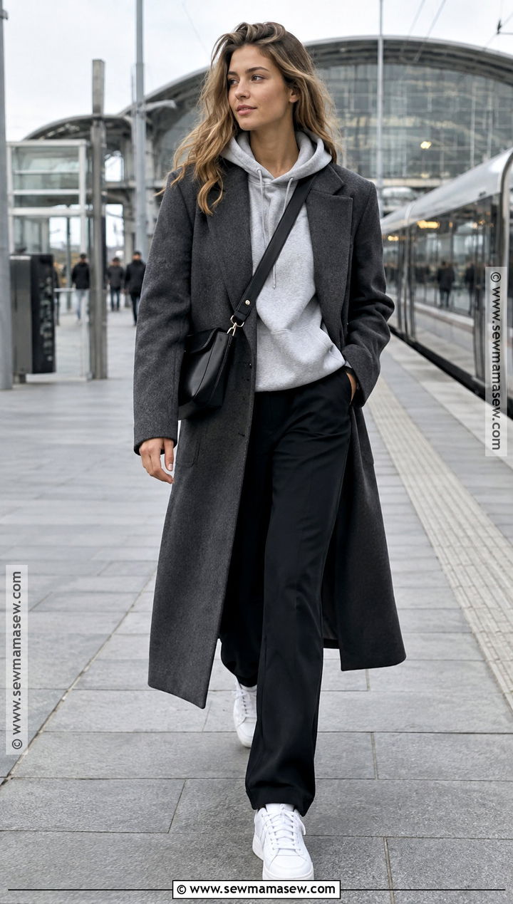 Stockholm Hoodie and Long Wool Coat Outfit - 20 fall stockholm style ideas