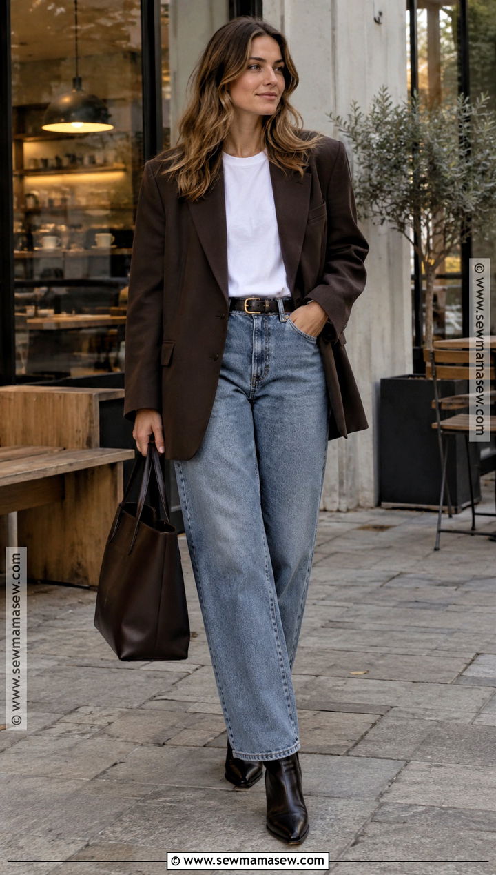 Stockholm Oversized Blazer and Blue Jeans Outfit - 20 fall stockholm style ideas