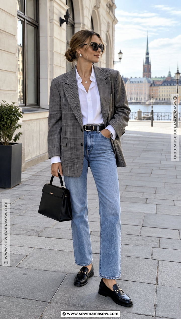 Stockholm Oversized Blazer and Straight Leg Jeans Outfit - 20 Fall Outfits Stockholm Style