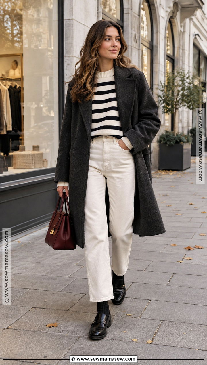 Stockholm Striped Sweater And White Jeans Outfit - 20 autumn stockholm style ideas