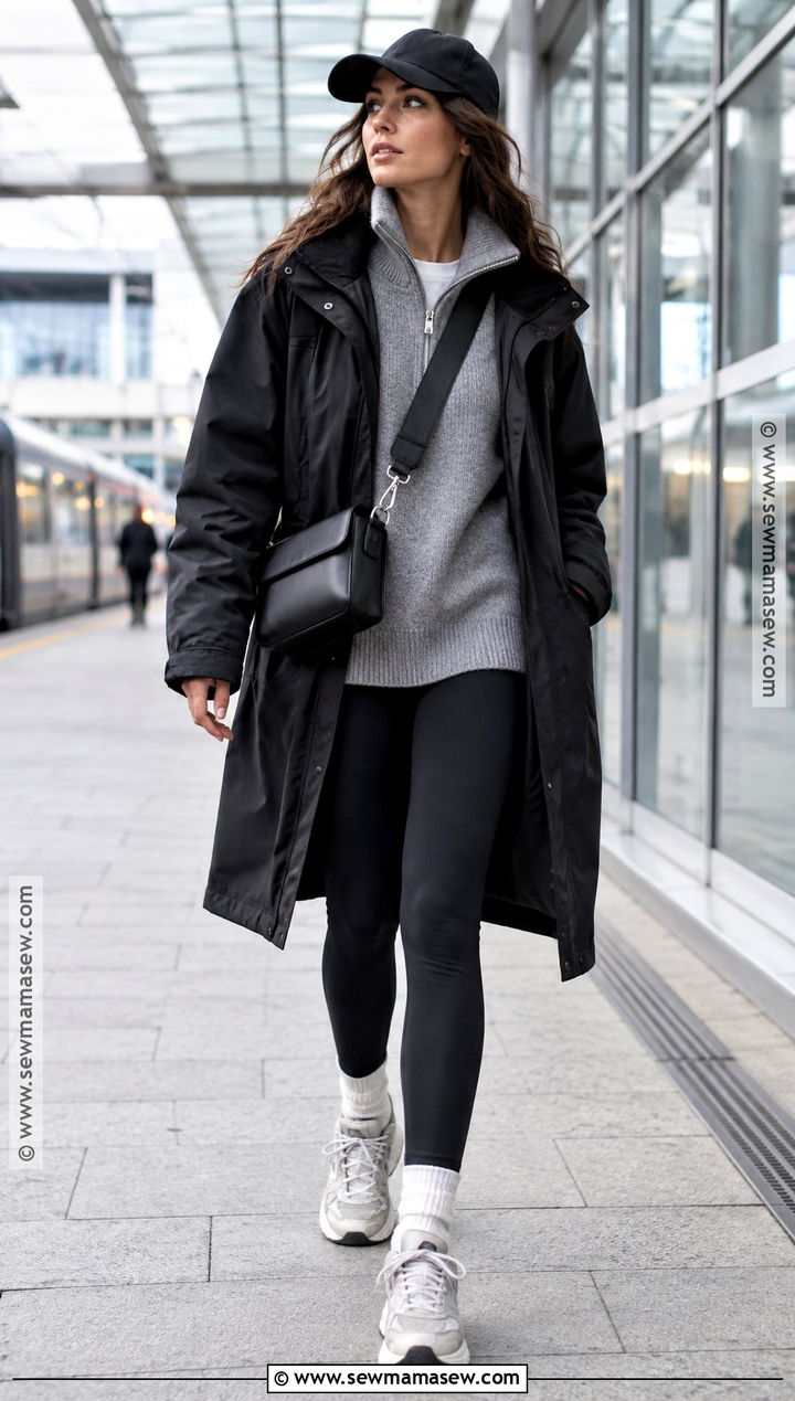 Stockholm Utility Jacket and Black Leggings Outfit - 20 fall stockholm style ideas