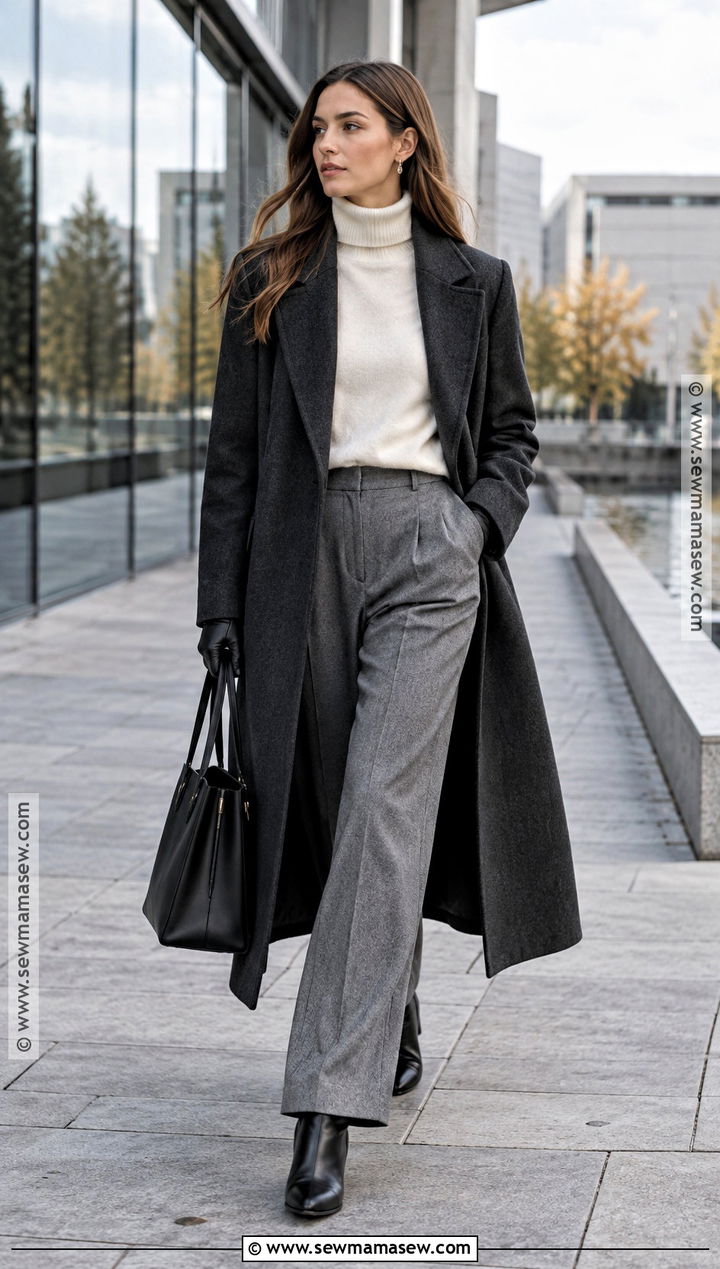 Stockholm Wool Coat and Tailored Trousers Outfit - 20 Fall Outfits Stockholm Style