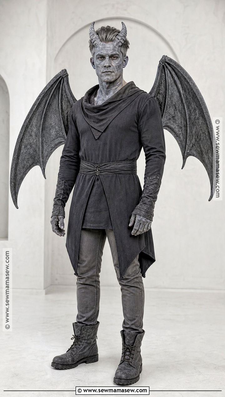 Stone Gargoyle Costume With Gray Wings - 50 men halloween costumes