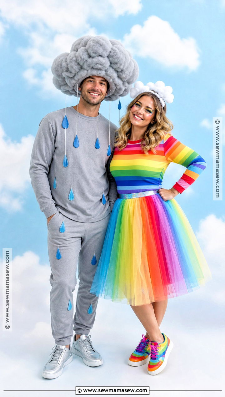 Storm Cloud And Rainbow Costume - 30 best couples costumes creative