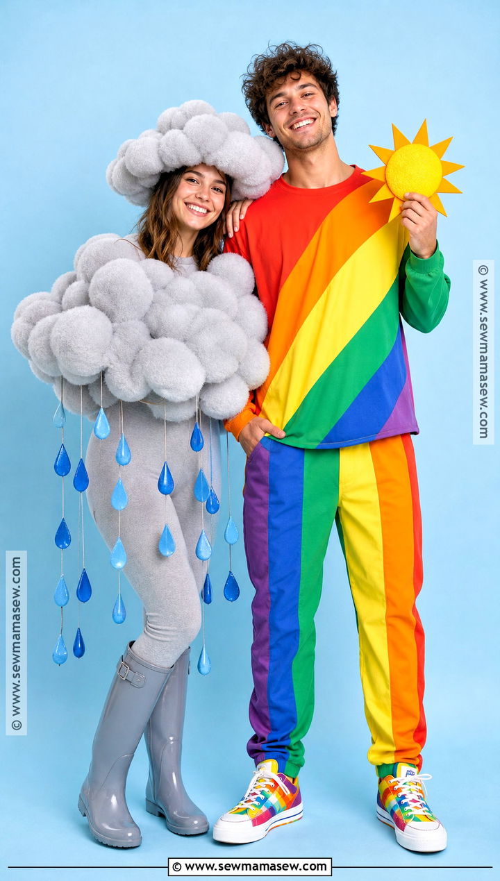Storm Cloud And Rainbow Couple Costume - 30 unique couple costumes
