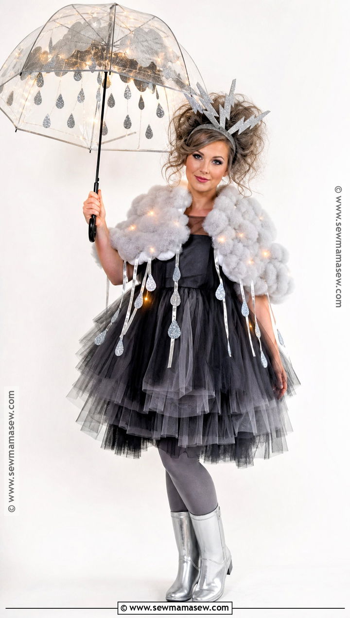 Storm Cloud Costume With Black Tulle Dress - 40 black dress halloween costume ideas