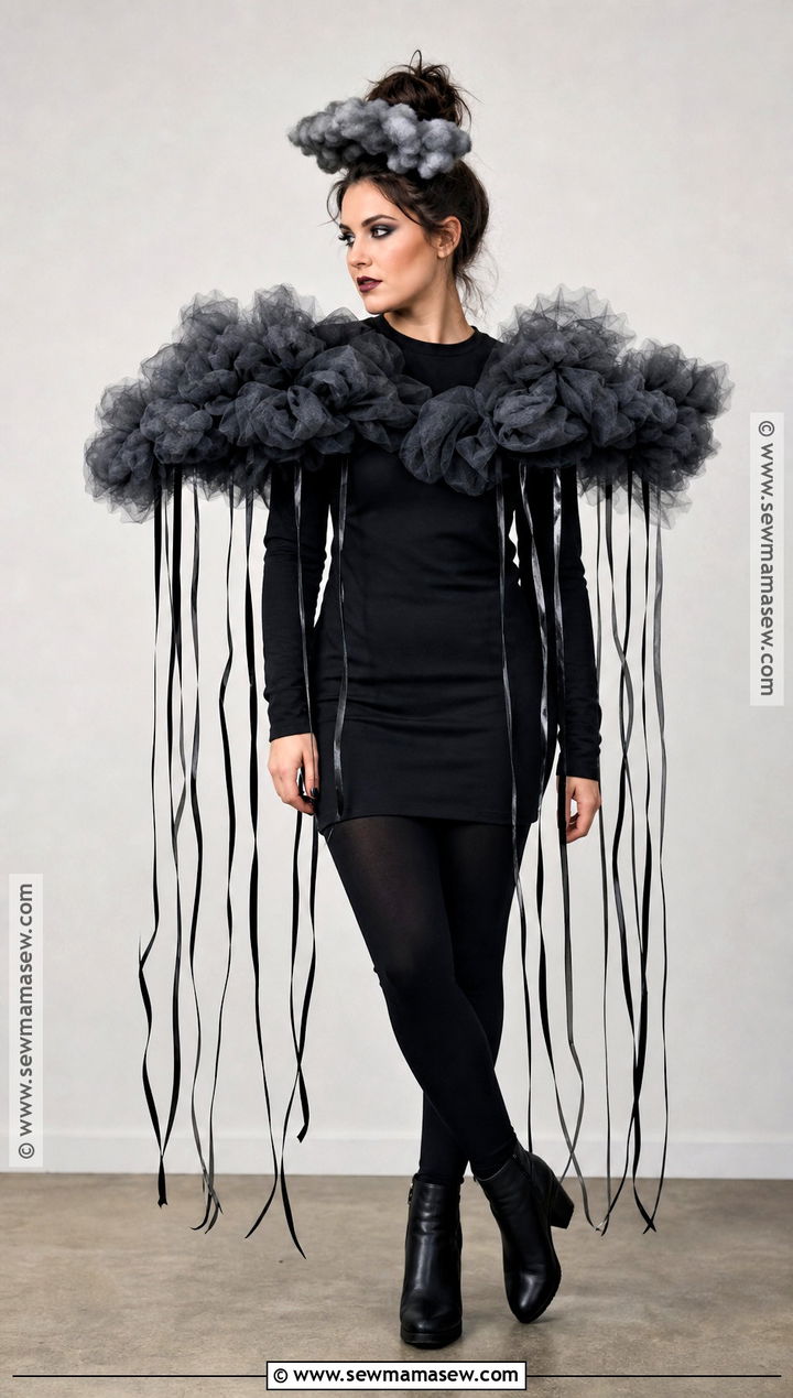 Storm Cloud Costume With Black Tulle Layers - 30 All Black Halloween Costume Ideas for Women