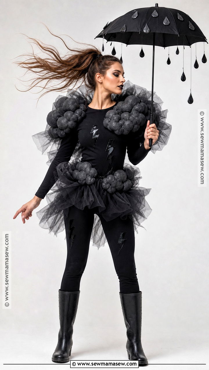 Storm Cloud Costume With Black Tulle - 35 all black costume ideas