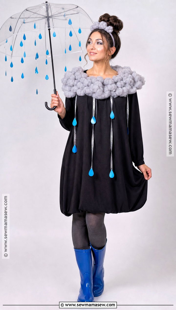 Storm Cloud Costume With Raindrops - 30 black dress halloween costume ideas