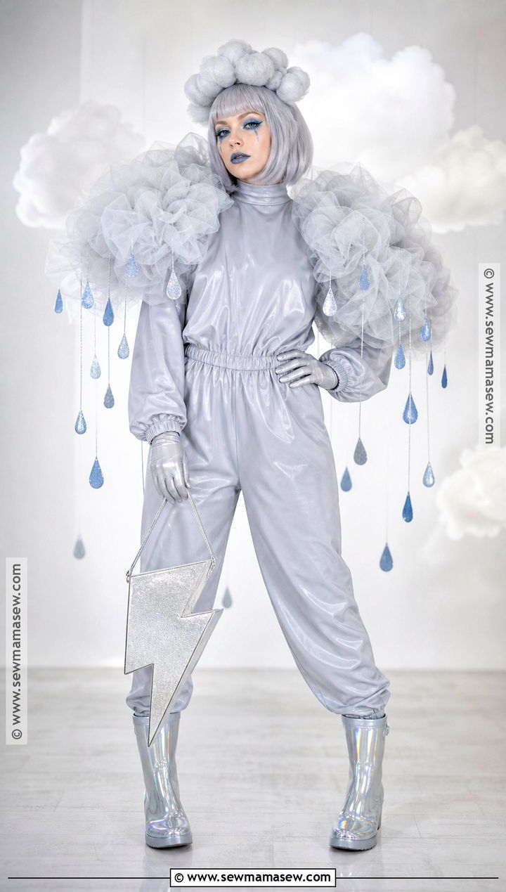 Storm Cloud Ghost Costume With Silver Raindrops - 35 spooky halloween costumes