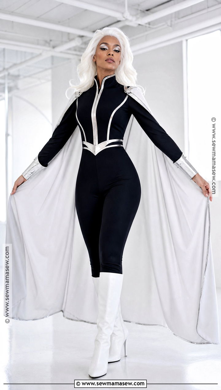Storm Costume With White Cape And Silver Details - 30 Superwomen Costume Ideas