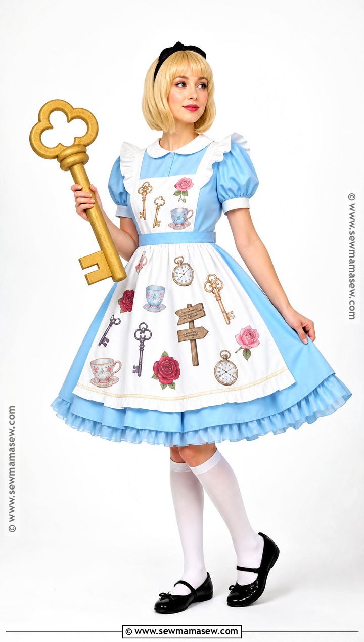 Storybook Alice Costume With Illustrated Apron - 40 alice costume ideas