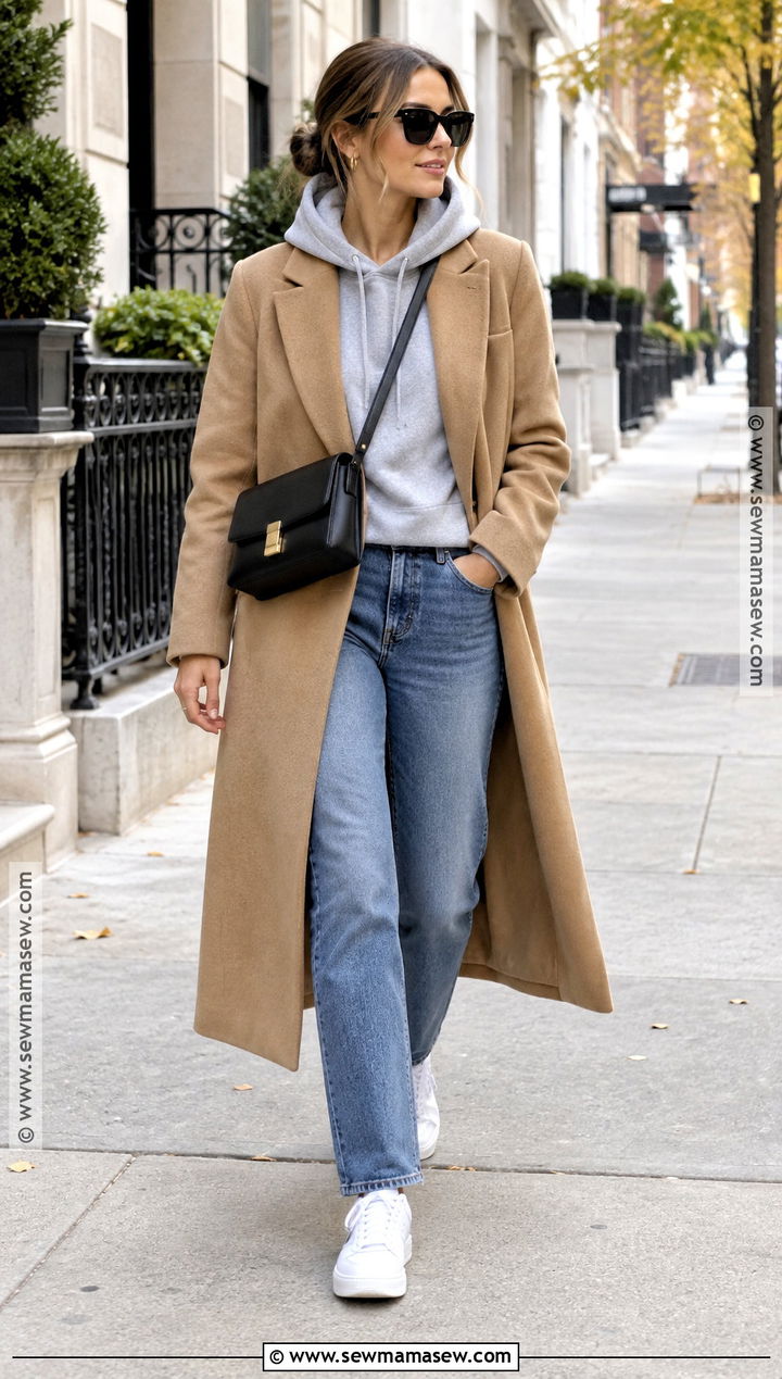 Straight Jeans With A Hoodie And Coat - 20 straight jeans fall outfit