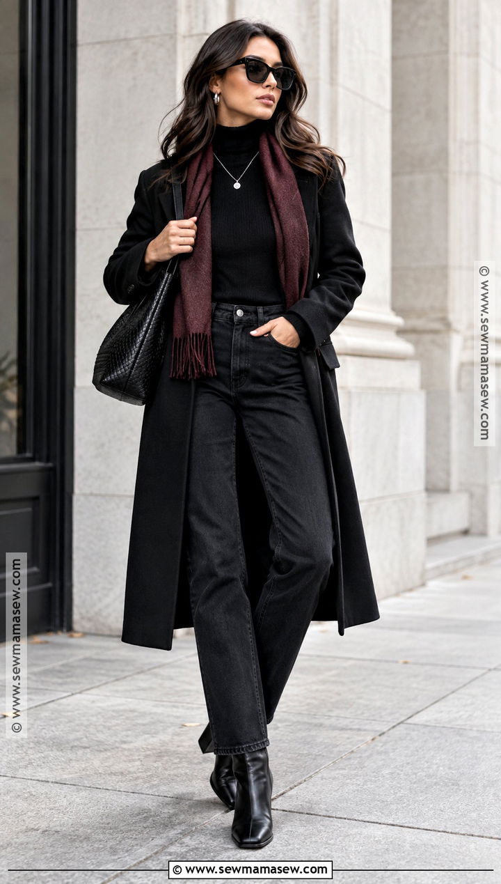 Straight Jeans With A Monochrome Black Outfit - 20 straight jeans fall outfit