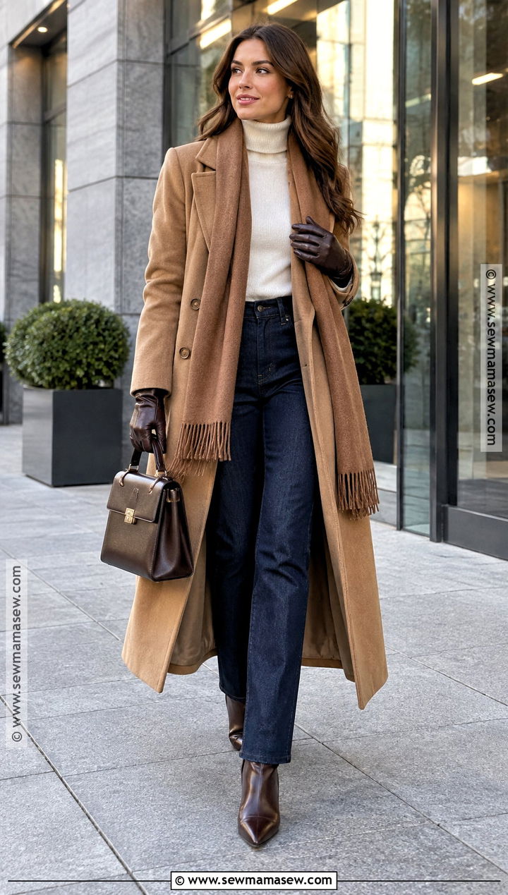 Straight Jeans With A Wool Coat - 20 straight jeans fall outfit