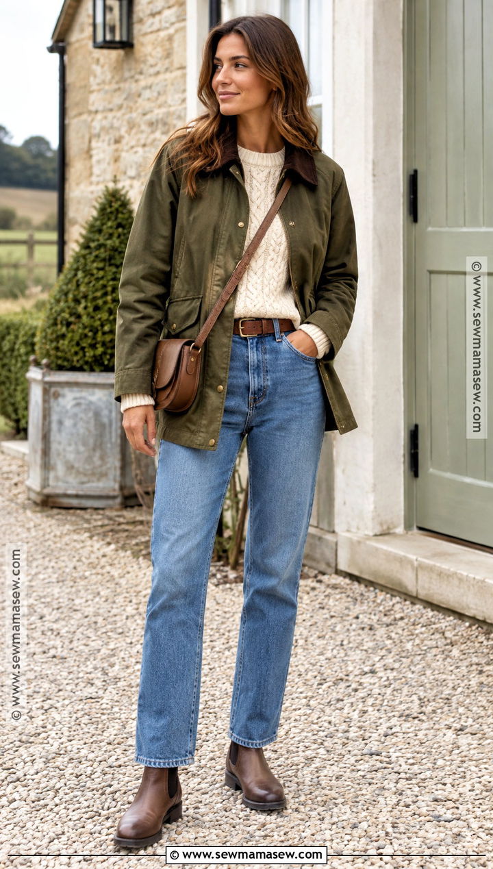 Straight Jeans With Brown Boots And Olive Barn Jacket - 20 brown boots outfit fall jeans