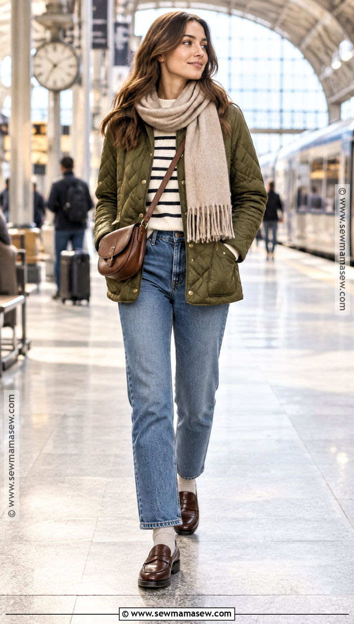 Straight Jeans With a Quilted Jacket - 25 Fall Outfits With Jeans