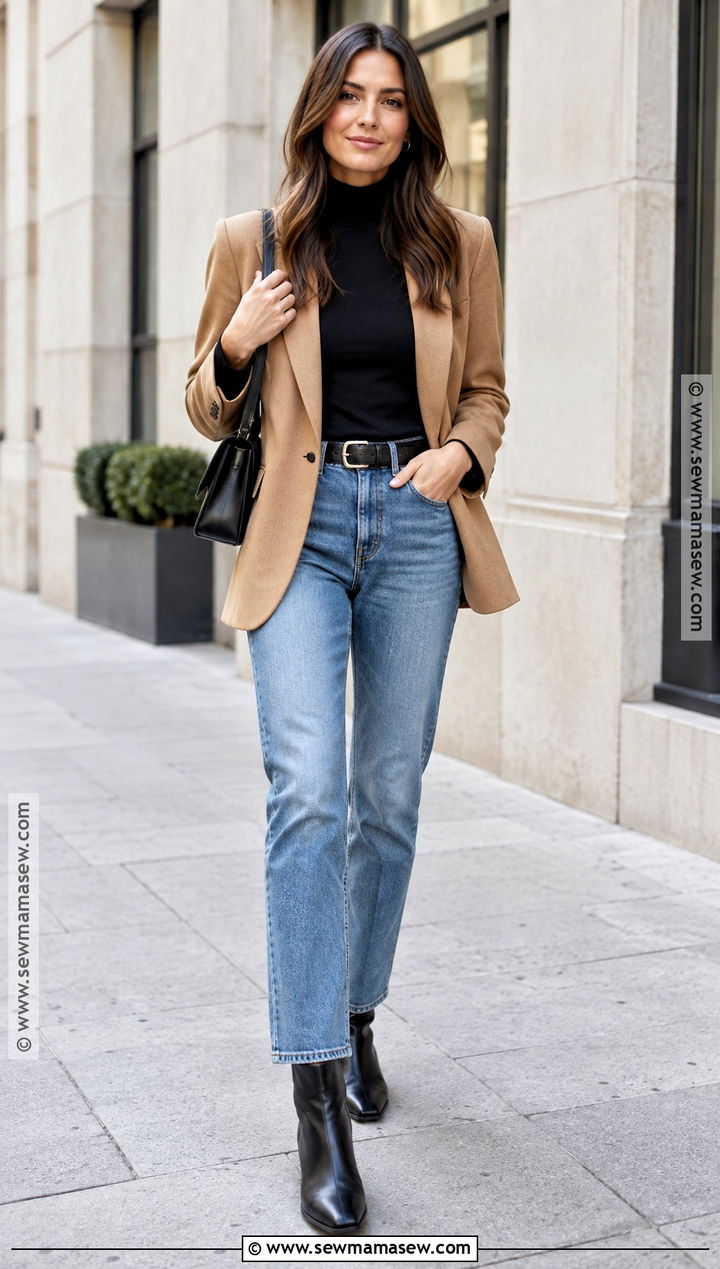 Straight Leg Jeans And Black Cowboy Boots Fall Outfit - 25 Cowboy Boots Outfit Fall
