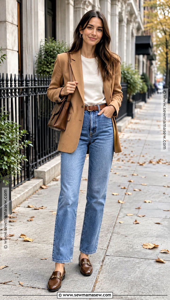 Straight Leg Jeans And Blazer Fall Outfit - 25 fall outfit ideas for women