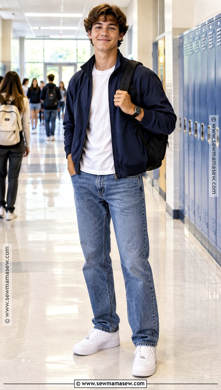 Straight Leg Jeans And Crewneck T Shirt School Outfit - 15 back to school outfits dress code approved