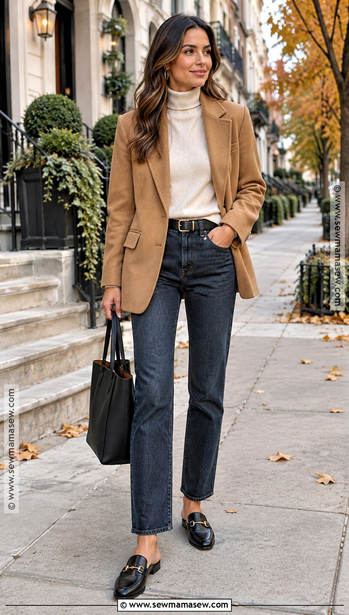 Straight Leg Jeans And Loafer Mules - 15 mule fall outfits