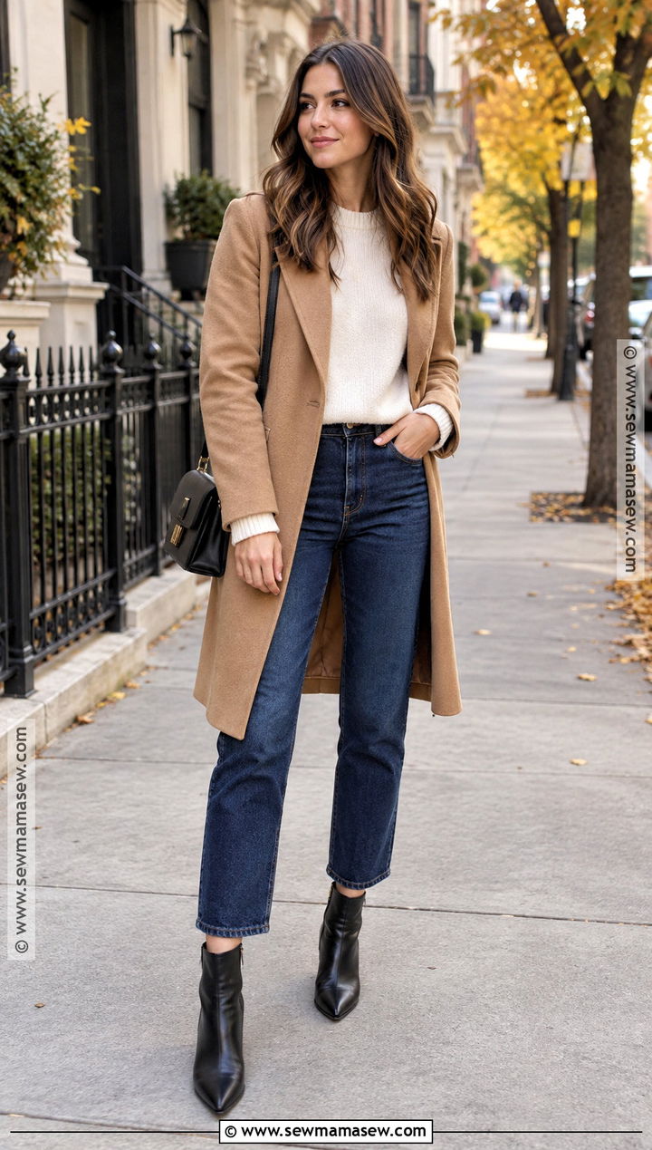Straight Leg Jeans And Sweater With Black Ankle Boots - 15 Black Ankle Boots Fall Fashion