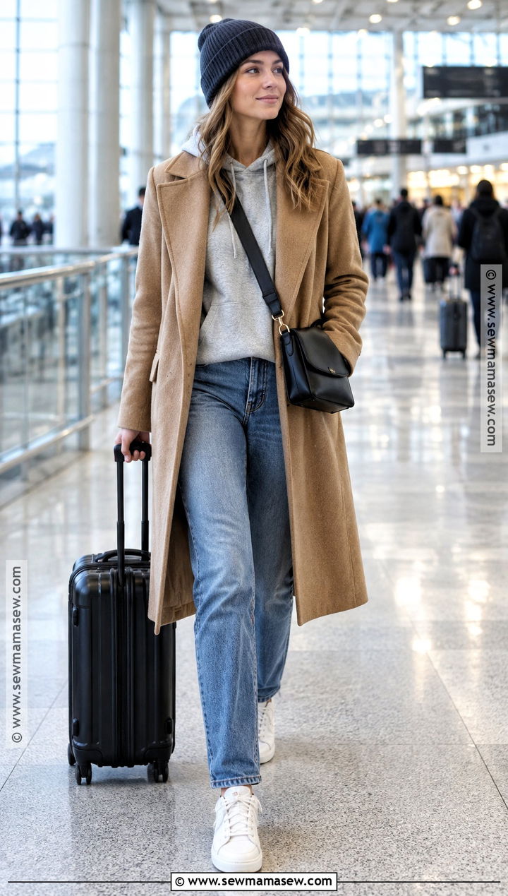 Straight Leg Jeans With Hoodie And Wool Coat - 15 Fall Outfit Straight Leg Jeans