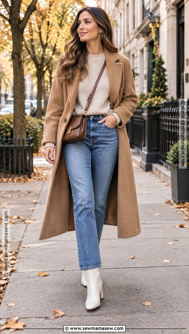 Straight Leg Jeans and White Ankle Boots - 20 white boots outfit fall