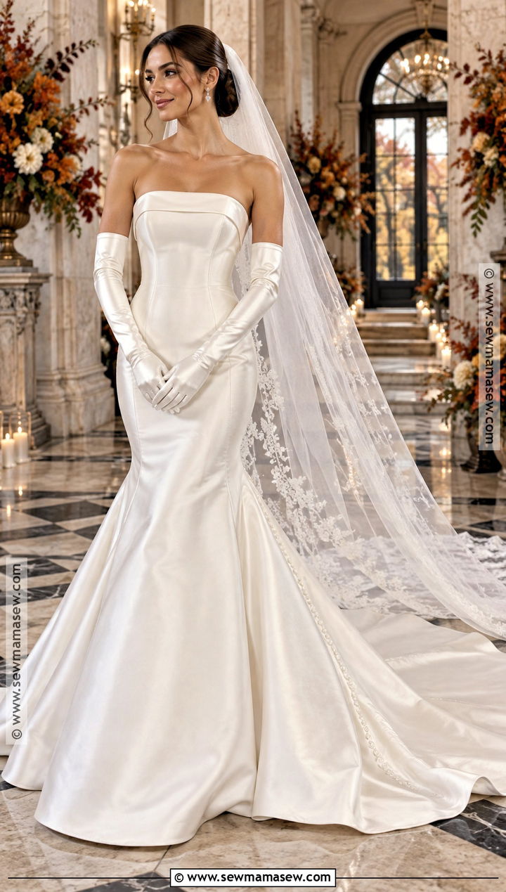 Strapless Mikado Mermaid Wedding Dress - 15 Fall Mermaid Wedding Dress Ideas