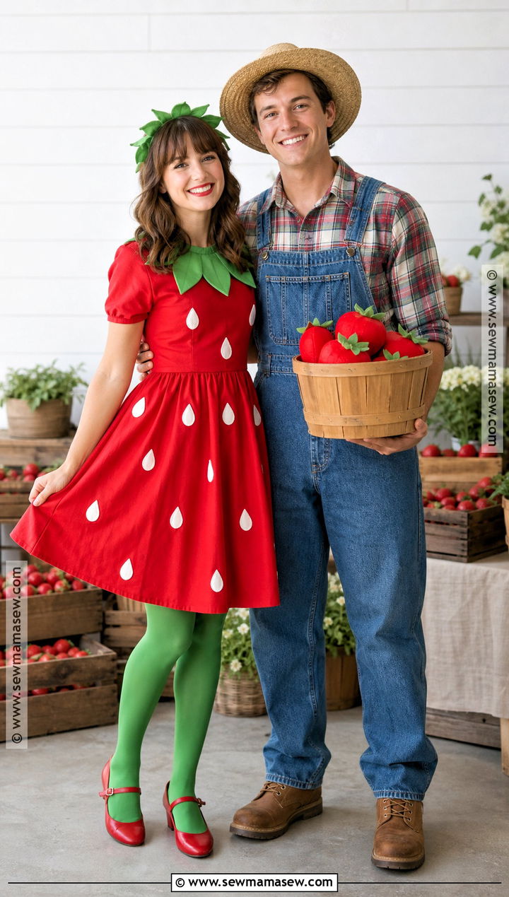 Strawberry And Farmer Couple Costume - 30 couple costumes cute