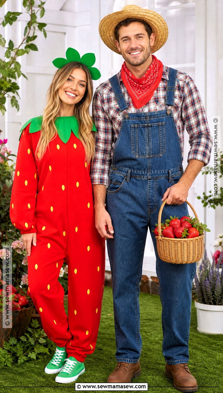 Strawberry And Farmer Couples Costume - 35 cute couples costumes for halloween
