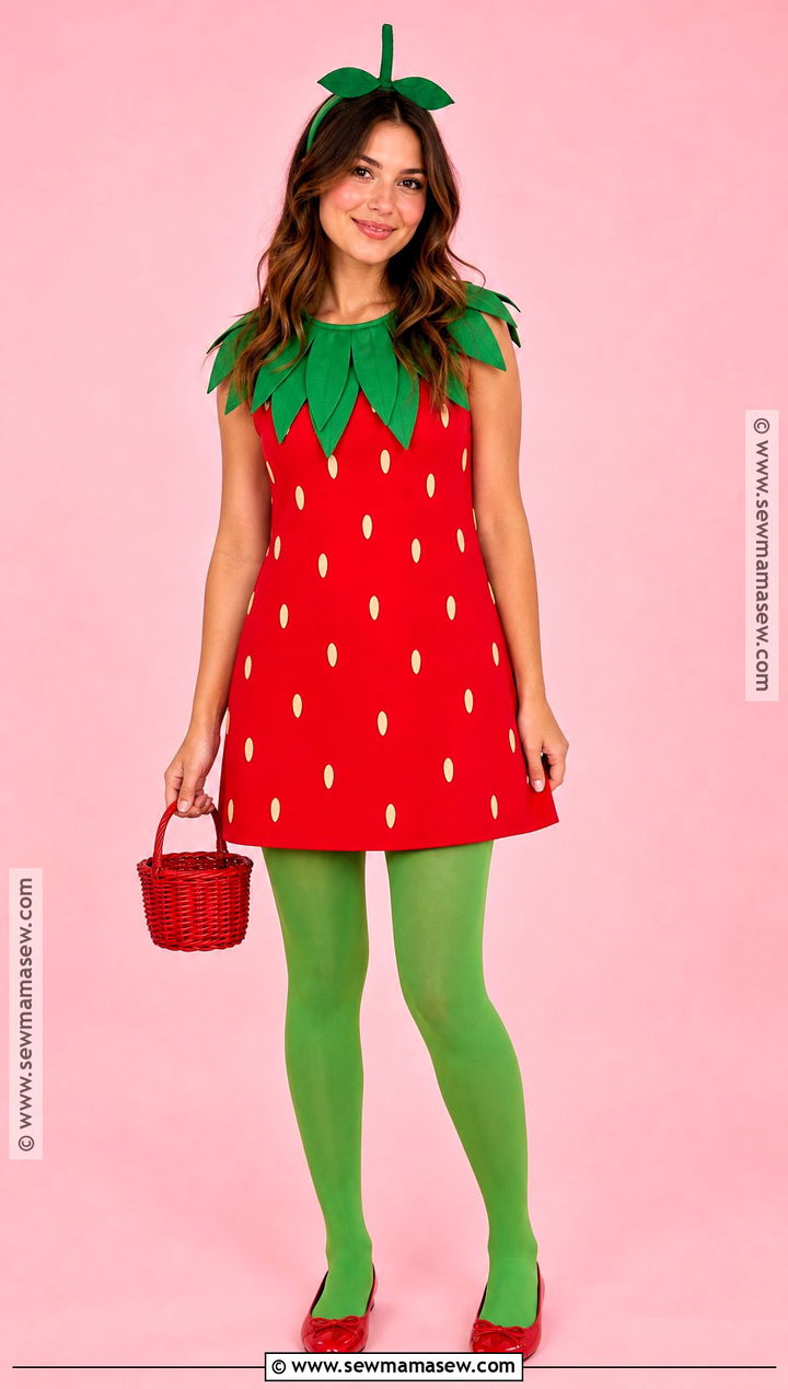 Strawberry Costume With A Red Dress - 40 cute easy halloween costumes