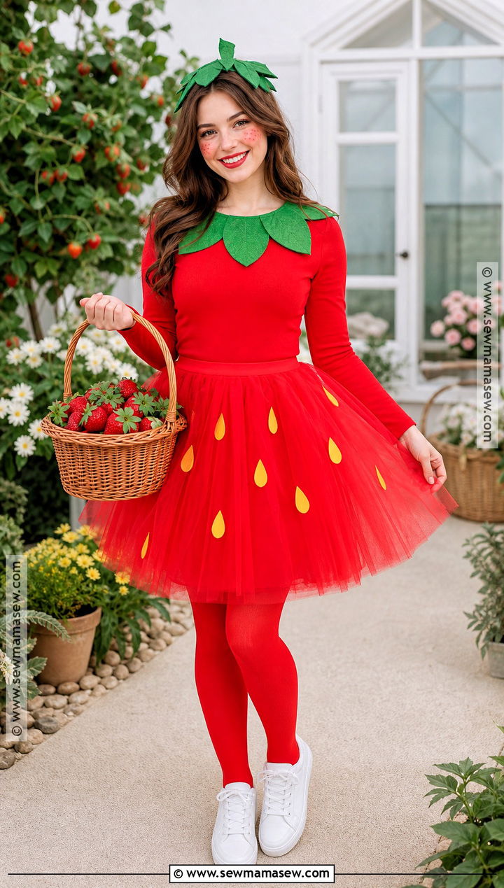 Strawberry Costume With Green Tulle Skirt - 45 cute costumes
