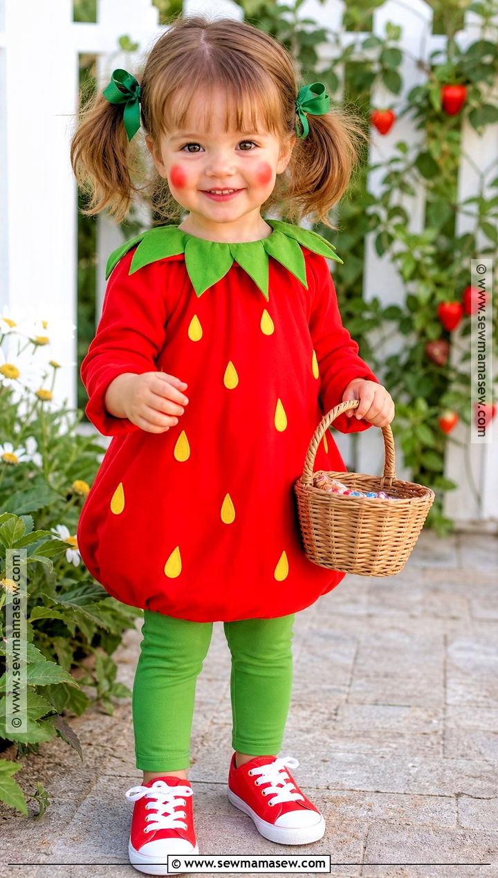 Strawberry Costume With Leaf Collar - 30 toddler girl costume ideas