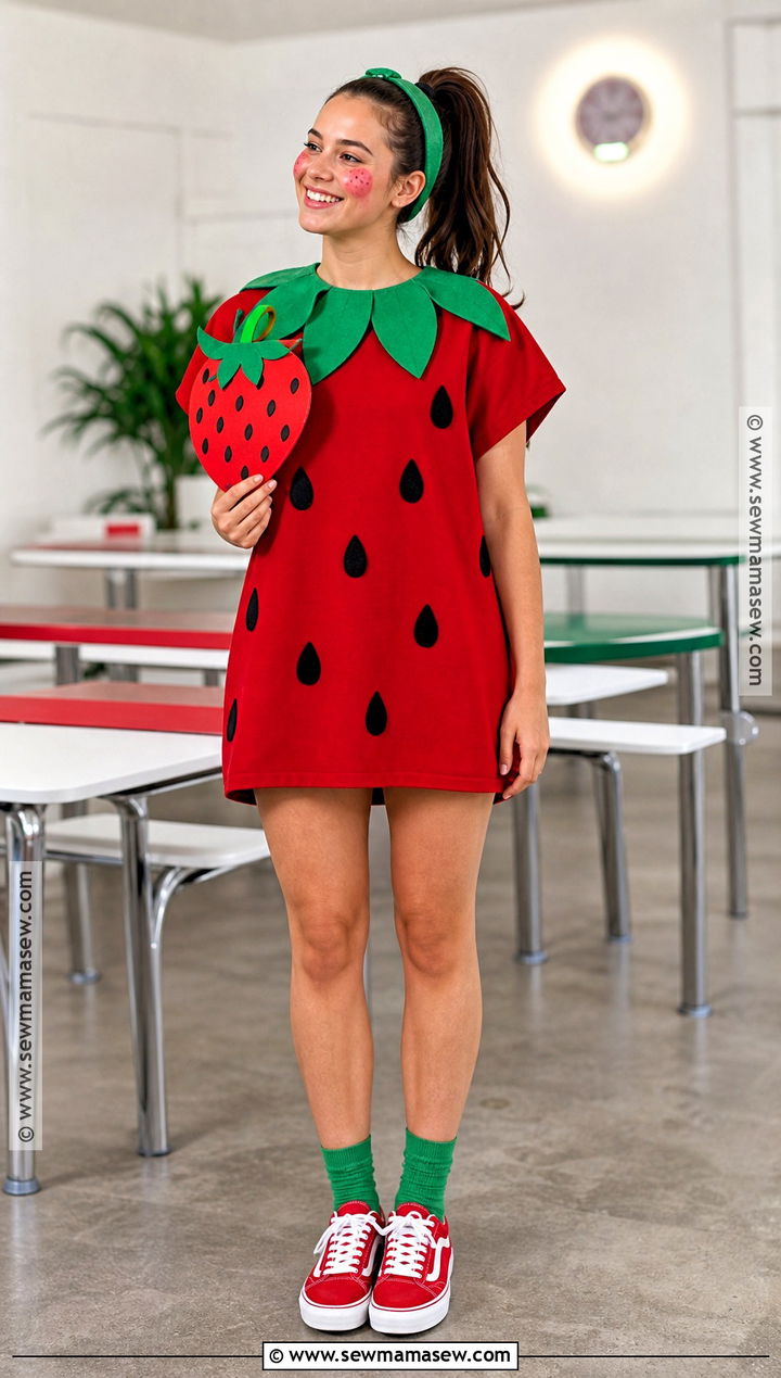Strawberry Costume With Leaf Collar - 40 school halloween costumes