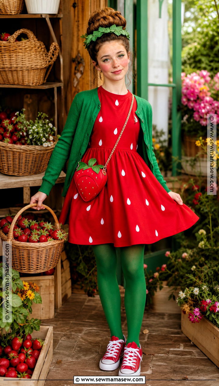 Strawberry Costume With Red Dress - 35 teen girl halloween costumes