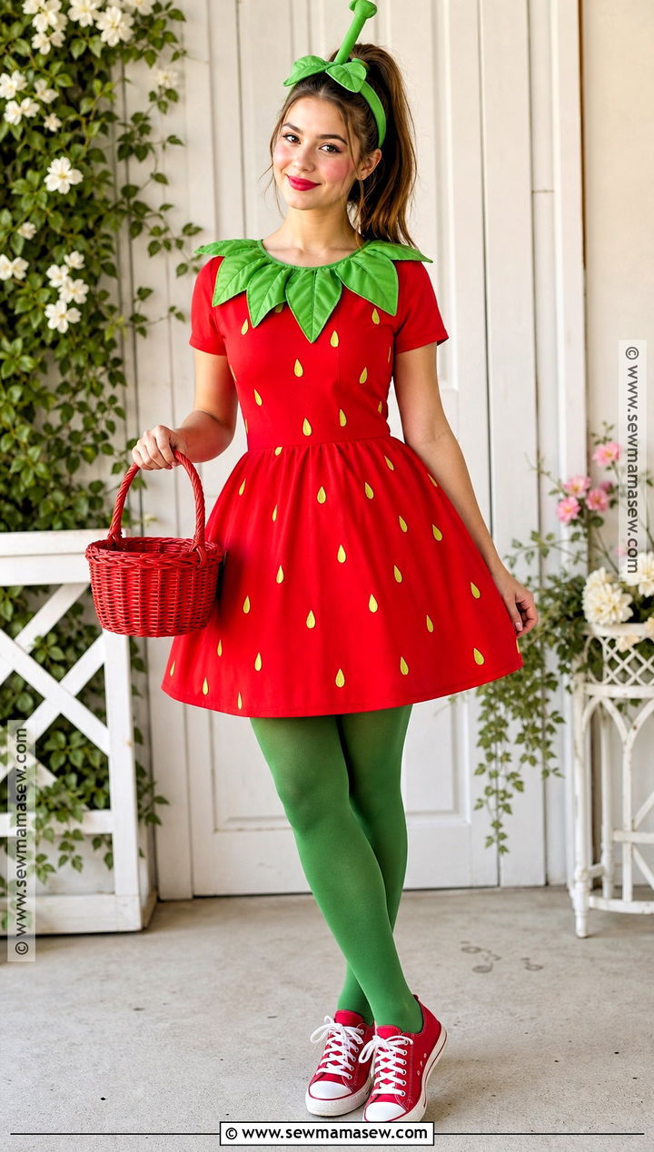 Strawberry Costume With Red Dress - 35 womens halloween costume ideas