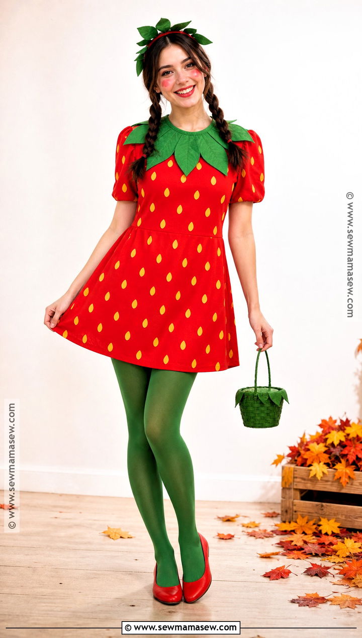 Strawberry Costume With Red Dress - 50 cute halloween costumes