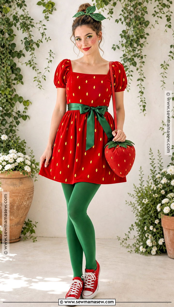Strawberry Costume With Red Dress - 50 halloween costume ideas