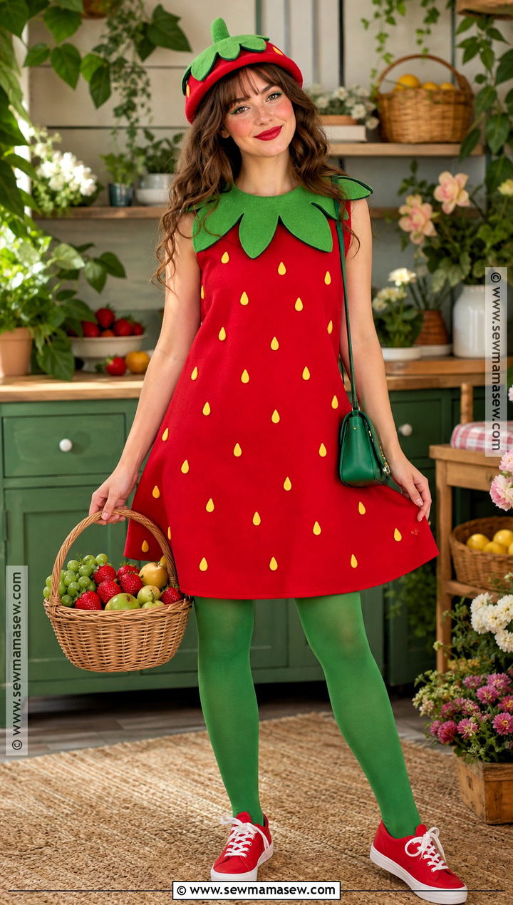 Strawberry Costume With Red Dress - 50 halloween costumes for women