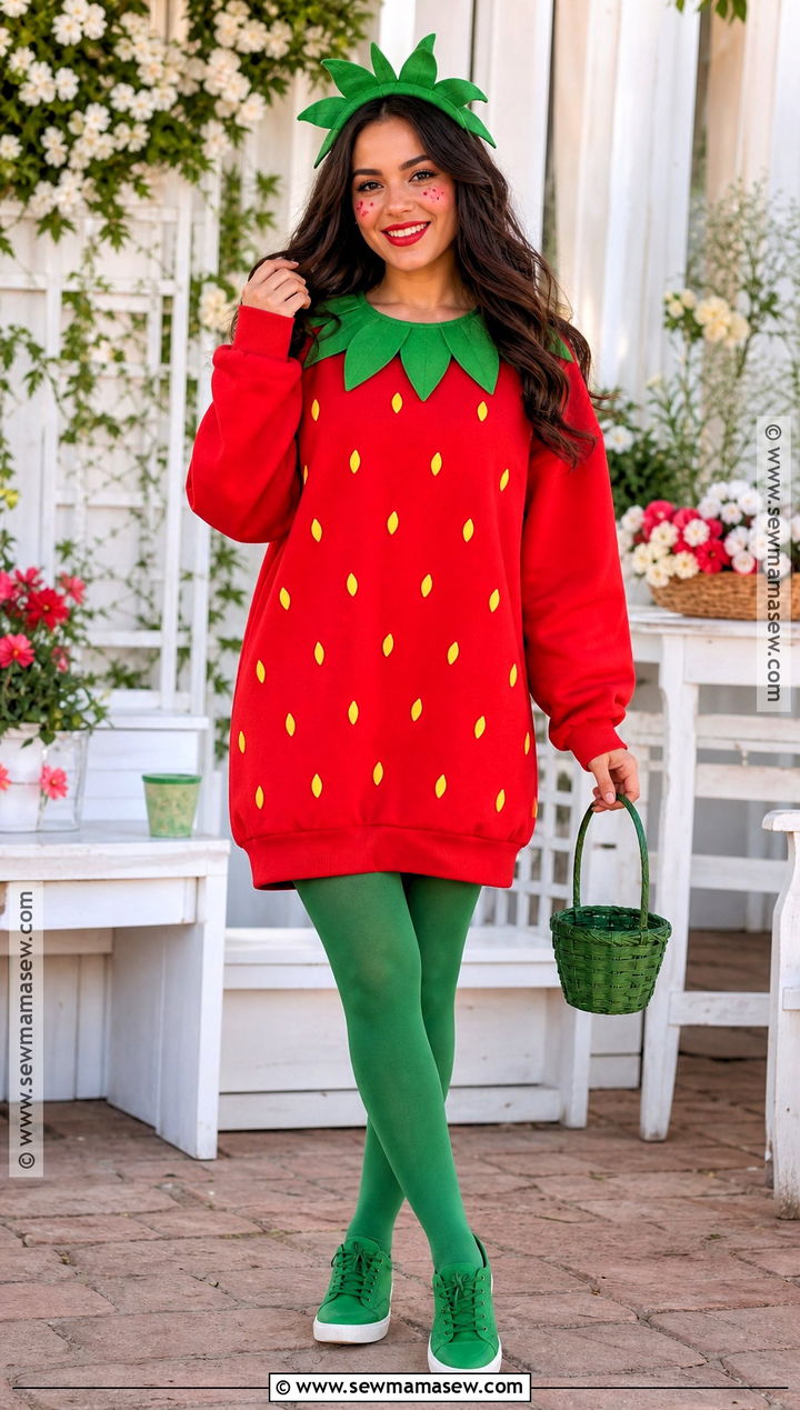 Strawberry Costume With Red Dress - 30 Halloween Dress Up Ideas