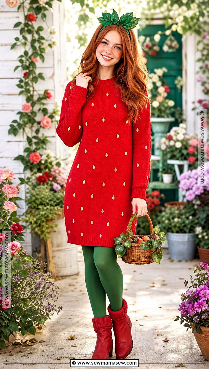 Strawberry Costume With Red Dress - 30 Single Person Halloween Costume Ideas