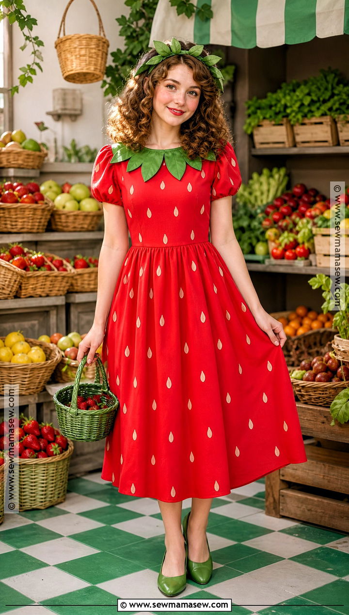 Strawberry Costume With Red Outfit - 35 last minute costume ideas for women