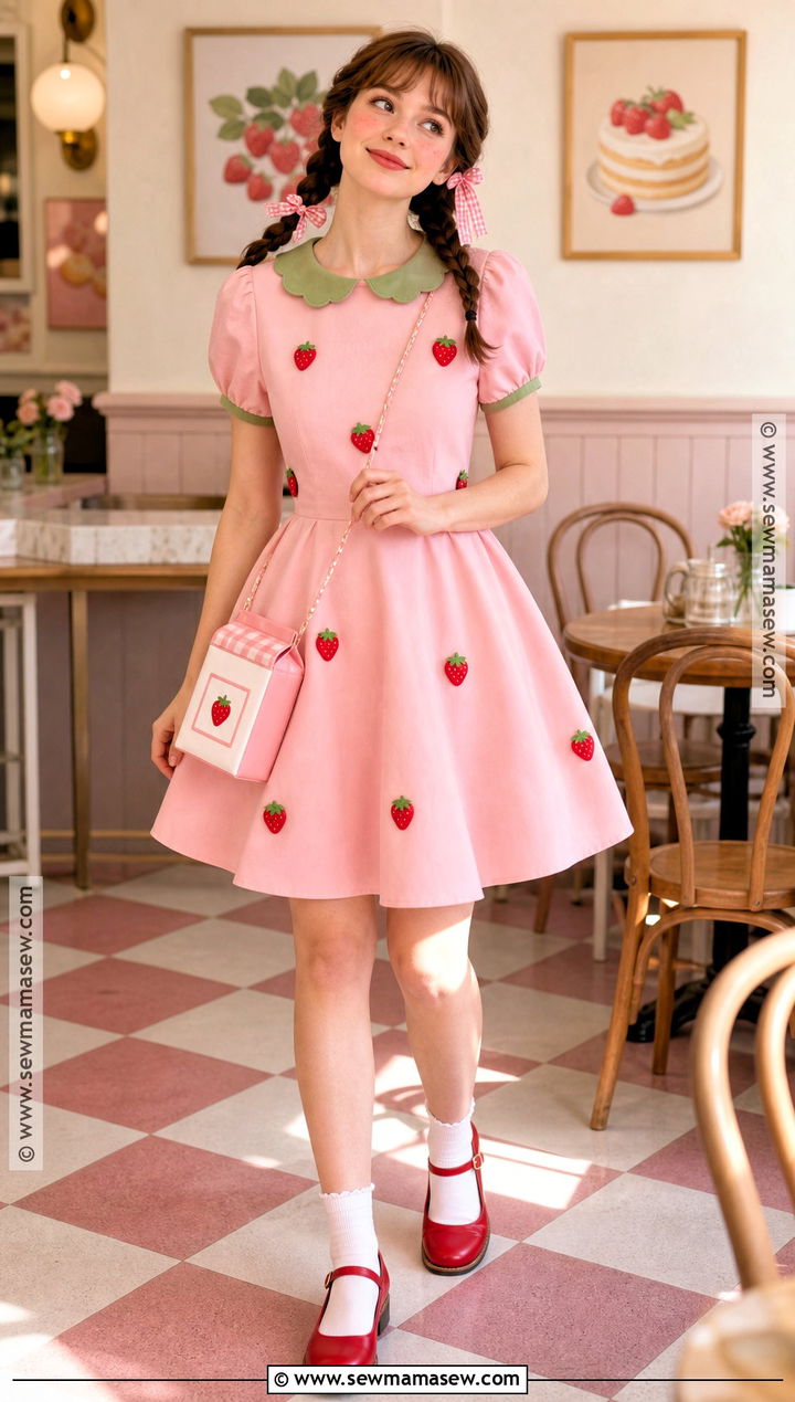 Strawberry Milk Pink Dress Costume - 30 pink dress halloween costume ideas