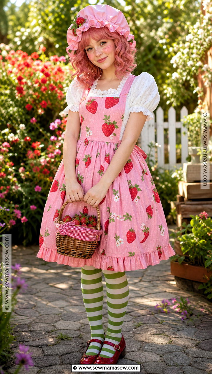 Strawberry Shortcake Costume With Green Tights - 30 pink hair costume ideas