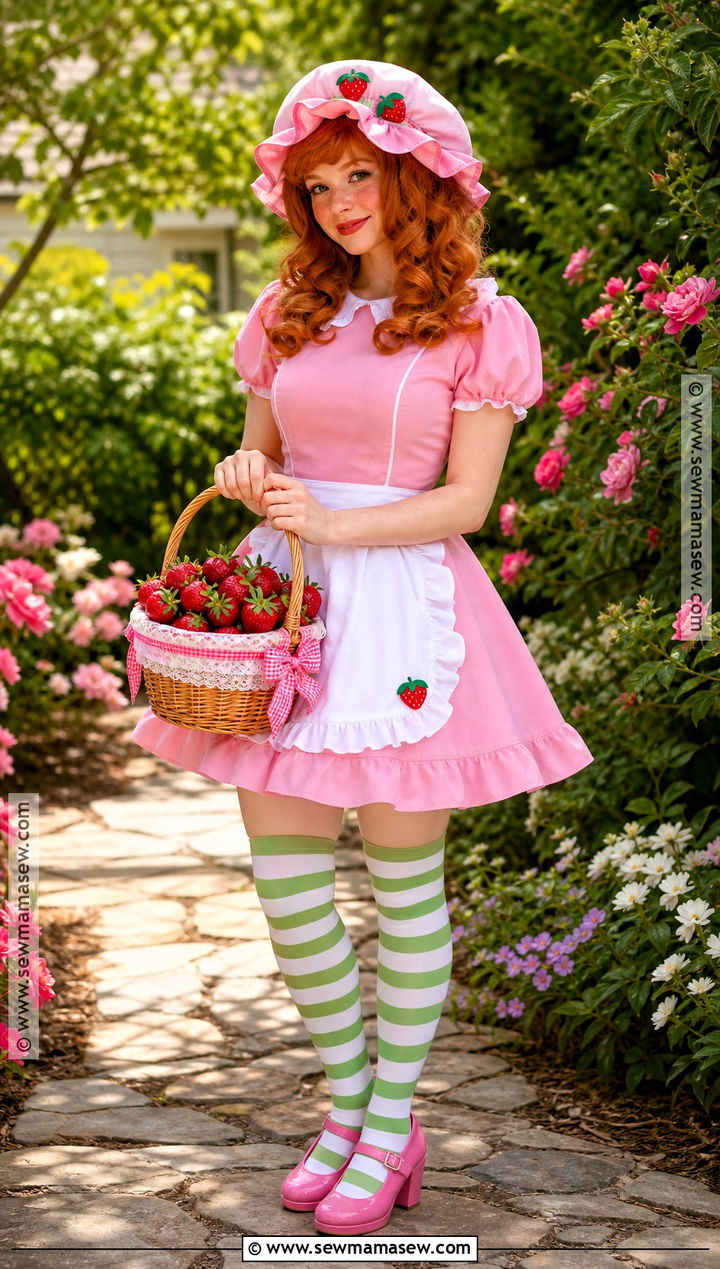 Strawberry Shortcake Costume With Pink Dress - 30 ginger hair costume ideas