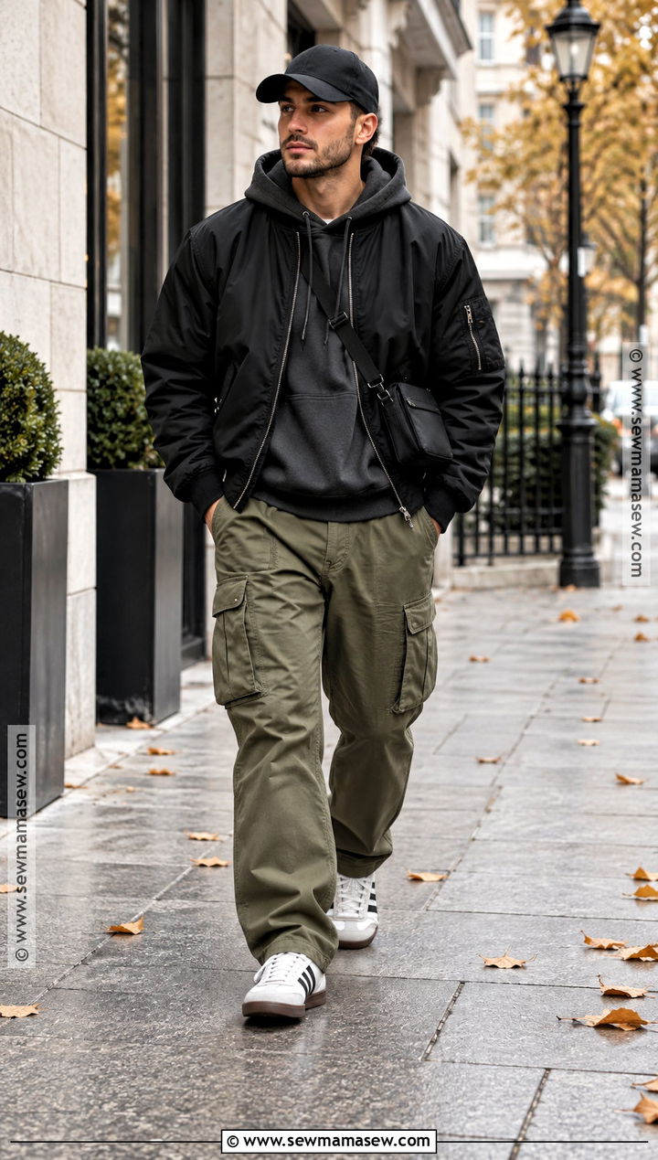 Streetwear Autumn Outfit With Bomber Jacket - 20 autumn outfits aesthetic for men