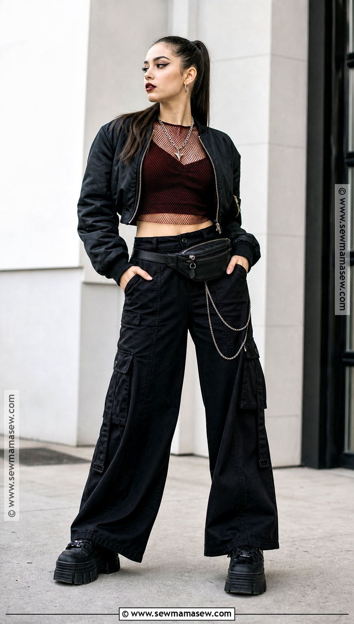 Streetwear Vampire Outfit With Cargo Pants - 30 female vampire outfit ideas